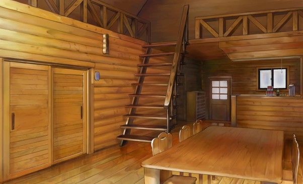 Rendu 3d de l'intérieur d'une maison, entièrement en bois